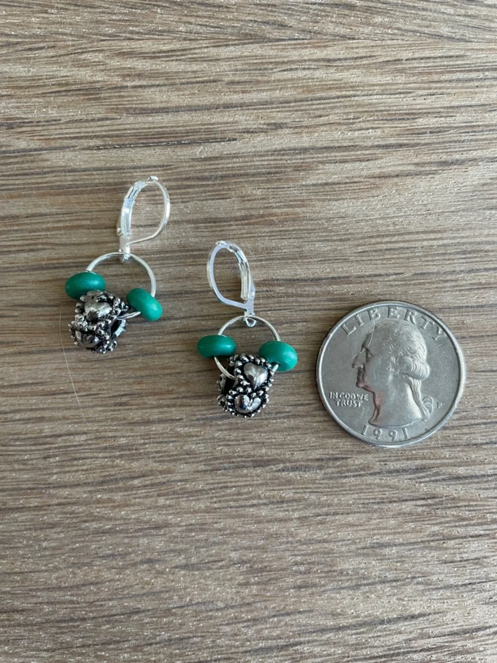 HAND CRAFTED TURQUOISE & SILVER DROP EARRINGS Tiny Festival-Ready Boho